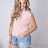 Davia Cotton Cap Sleeve Top - Dusty Pink