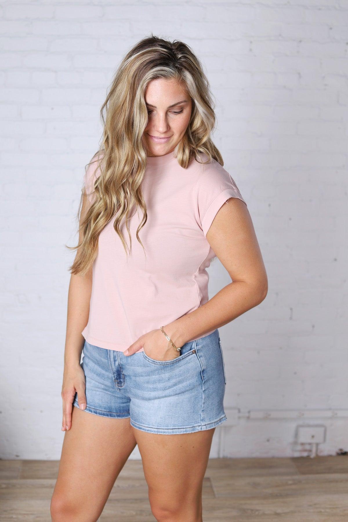Davia Cotton Cap Sleeve Top - Dusty Pink