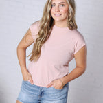 Davia Cotton Cap Sleeve Top - Dusty Pink
