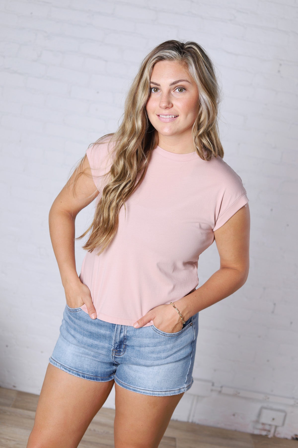 Davia Cotton Cap Sleeve Top - Dusty Pink