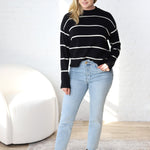 Davinia Striped Pattern Sweater - Black/Cream