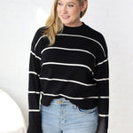 Davinia Striped Pattern Sweater - Black/Cream