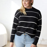 Davinia Striped Pattern Sweater - Black/Cream