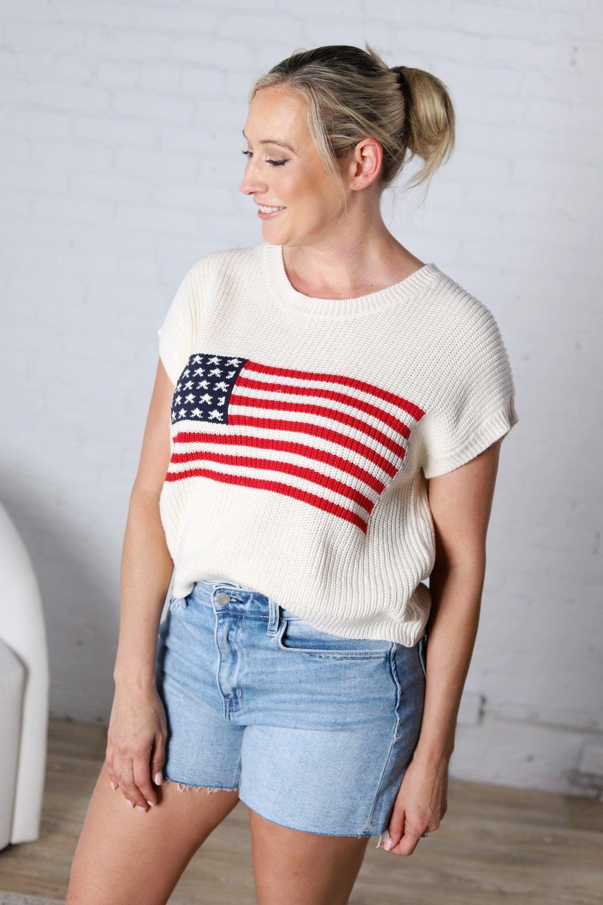 Dawsyn Star and Stripe American Flag Top