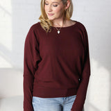 Delaney Dolman Sleeve Brushed Knit Top - Burgundy