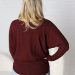 Delaney Dolman Sleeve Brushed Knit Top - Burgundy