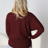 Delaney Dolman Sleeve Brushed Knit Top - Burgundy