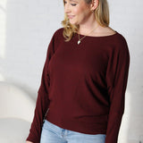 Delaney Dolman Sleeve Brushed Knit Top - Burgundy