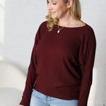 Delaney Dolman Sleeve Brushed Knit Top - Burgundy FINAL SALE