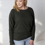 Delaney Dolman Sleeve Brushed Knit Top - Olive