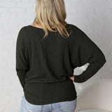 Delaney Dolman Sleeve Brushed Knit Top - Olive