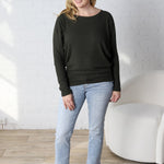 Delaney Dolman Sleeve Brushed Knit Top - Olive - FINAL SALE