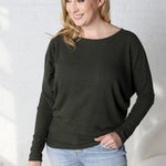 Delaney Dolman Sleeve Brushed Knit Top - Olive - FINAL SALE