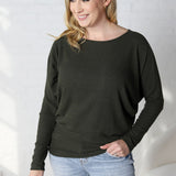 Delaney Dolman Sleeve Brushed Knit Top - Olive - FINAL SALE