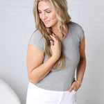 Delaney Ribbed Scoop Neck Modal Top - Lt. Grey