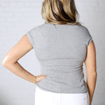 Delaney Ribbed Scoop Neck Modal Top - Lt. Grey