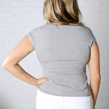 Delaney Ribbed Scoop Neck Modal Top - Lt. Grey