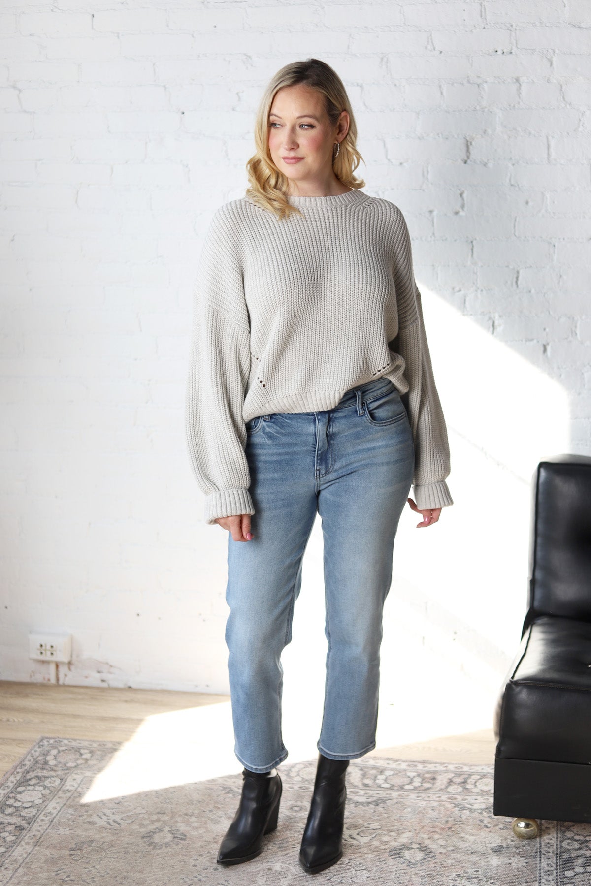 Delanie Super Soft Knit Sweater - Grey Melange