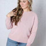 Delany Raglan Sleeve Slub Pullover Sweater - Dusty Pink