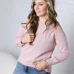 Delany Raglan Sleeve Slub Pullover Sweater - Dusty Pink
