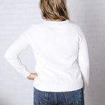 Delany Raglan Sleeve Slub Pullover Sweater - White