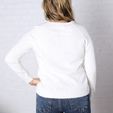 Delany Raglan Sleeve Slub Pullover Sweater - White