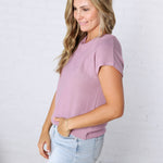 Delara Boxy Short Sleeve Sweater Top - Violet