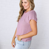 Delara Boxy Short Sleeve Sweater Top - Violet