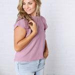 Delara Boxy Short Sleeve Sweater Top - Violet