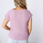 Delara Boxy Short Sleeve Sweater Top - Violet