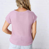 Delara Boxy Short Sleeve Sweater Top - Violet