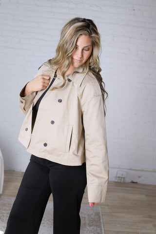 Della Double-Breasted Crop Jacket - Sand