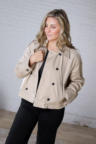 Della Double-Breasted Crop Jacket - Sand