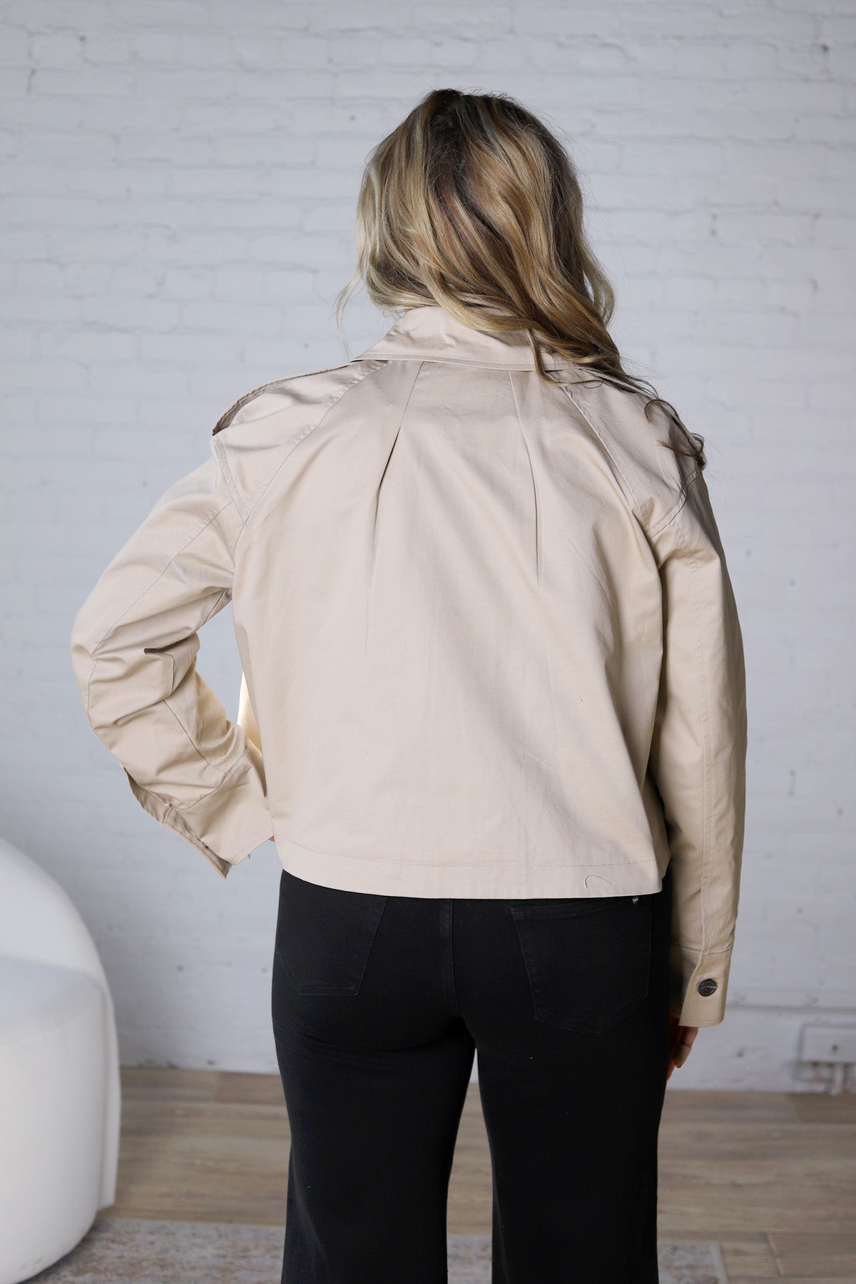 Della Double-Breasted Crop Jacket - Sand