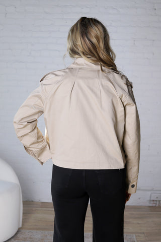 Della Double-Breasted Crop Jacket - Sand