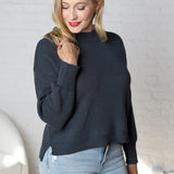 Della Ribbed Knit Sweater - Dark Teal