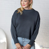 Della Ribbed Knit Sweater - Dark Teal