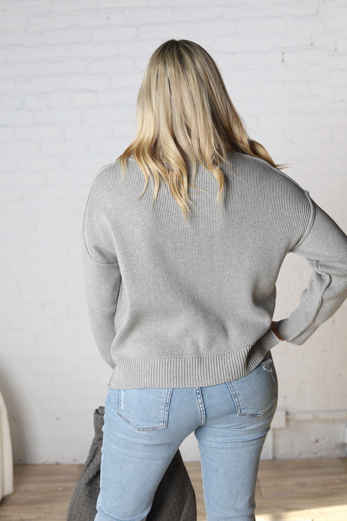 Della Ribbed Knit Sweater - H Grey