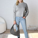 Della Ribbed Knit Sweater - H Grey