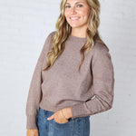 Della Soft Crew Neck Knit Sweater - Mushroom