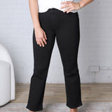 Delynn Mid Rise Crop Straight - Black
