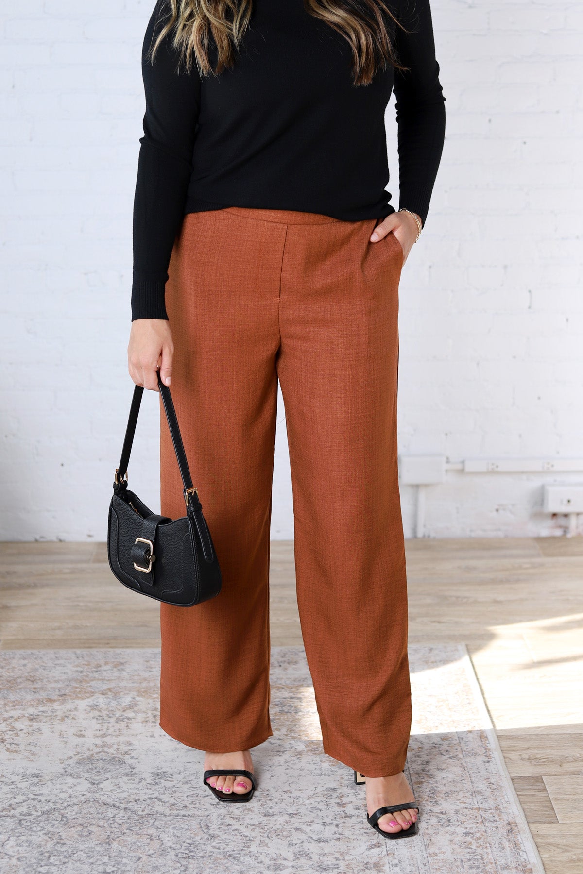 Delyse Waist Band Wide Leg Pants FINAL SALE
