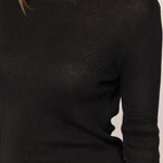 Dessa Ribbed Round Neck Top - Black