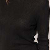 Dessa Ribbed Round Neck Top - Black