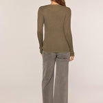Dessa Ribbed Round Neck Top - Olive FINAL SALE