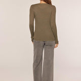 Dessa Ribbed Round Neck Top - Olive FINAL SALE