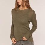 Dessa Ribbed Round Neck Top - Olive FINAL SALE