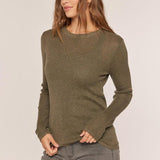 Dessa Ribbed Round Neck Top - Olive FINAL SALE