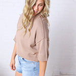 Devon Drop Shoulder Bouclé Top - Oatmeal