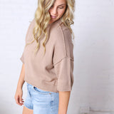 Devon Drop Shoulder Bouclé Top - Oatmeal